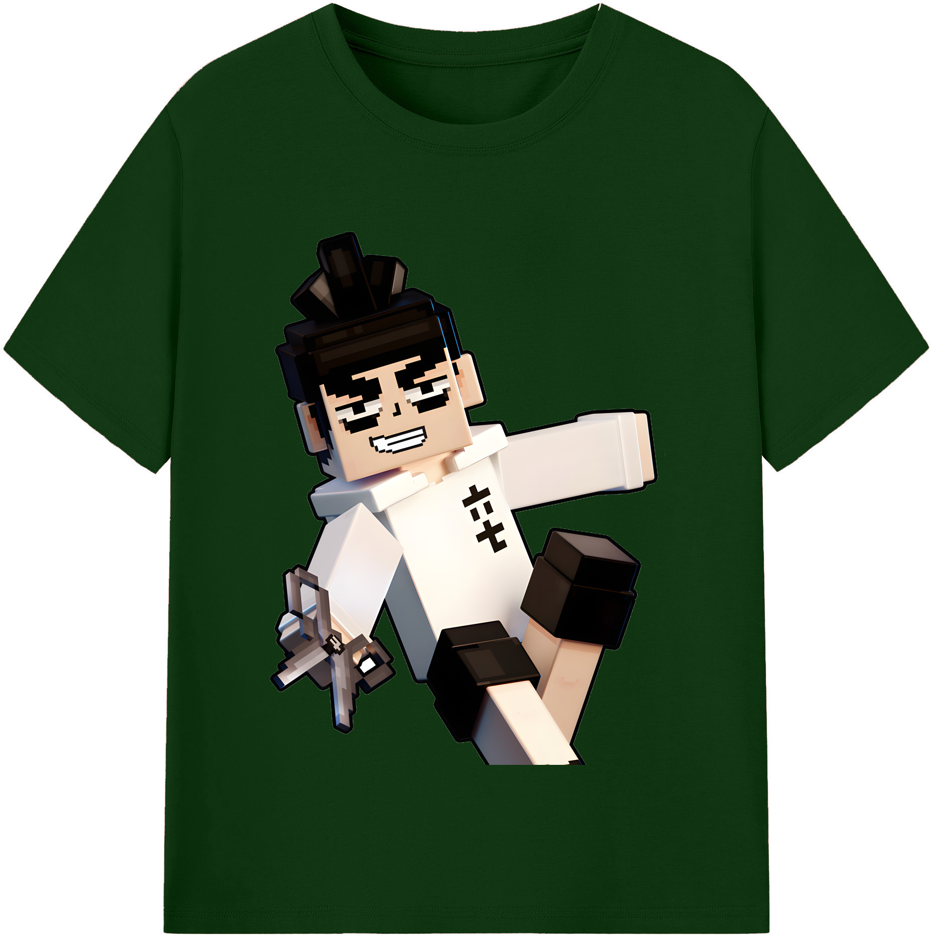 （画像用） マインクラフト ブロックの世界 Minecraft MC Block world 綿100％半袖Tシャツ（フロントプリント）
